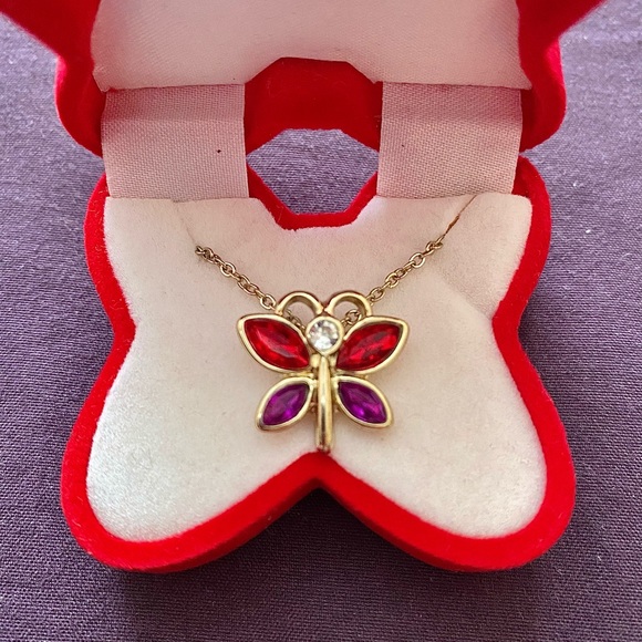 Gold 2000s Multicoloured Butterfly Necklace - Picture 5 of 7